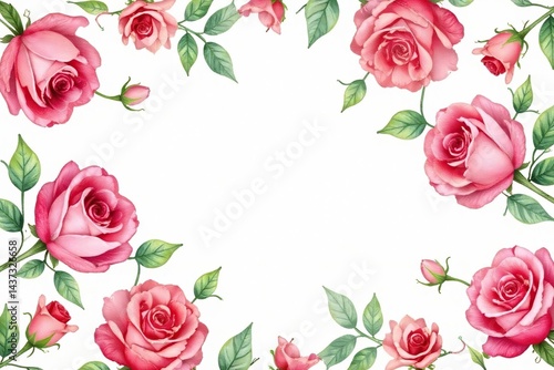 Delicate watercolor roses & leaves, repeating seamlessly , design, floral