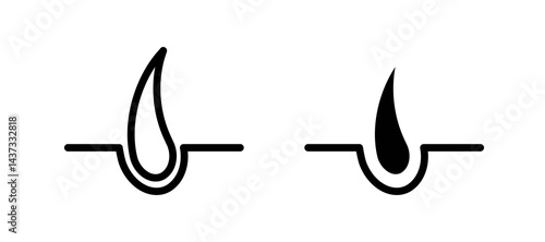 Hair icon in black color for website or app.