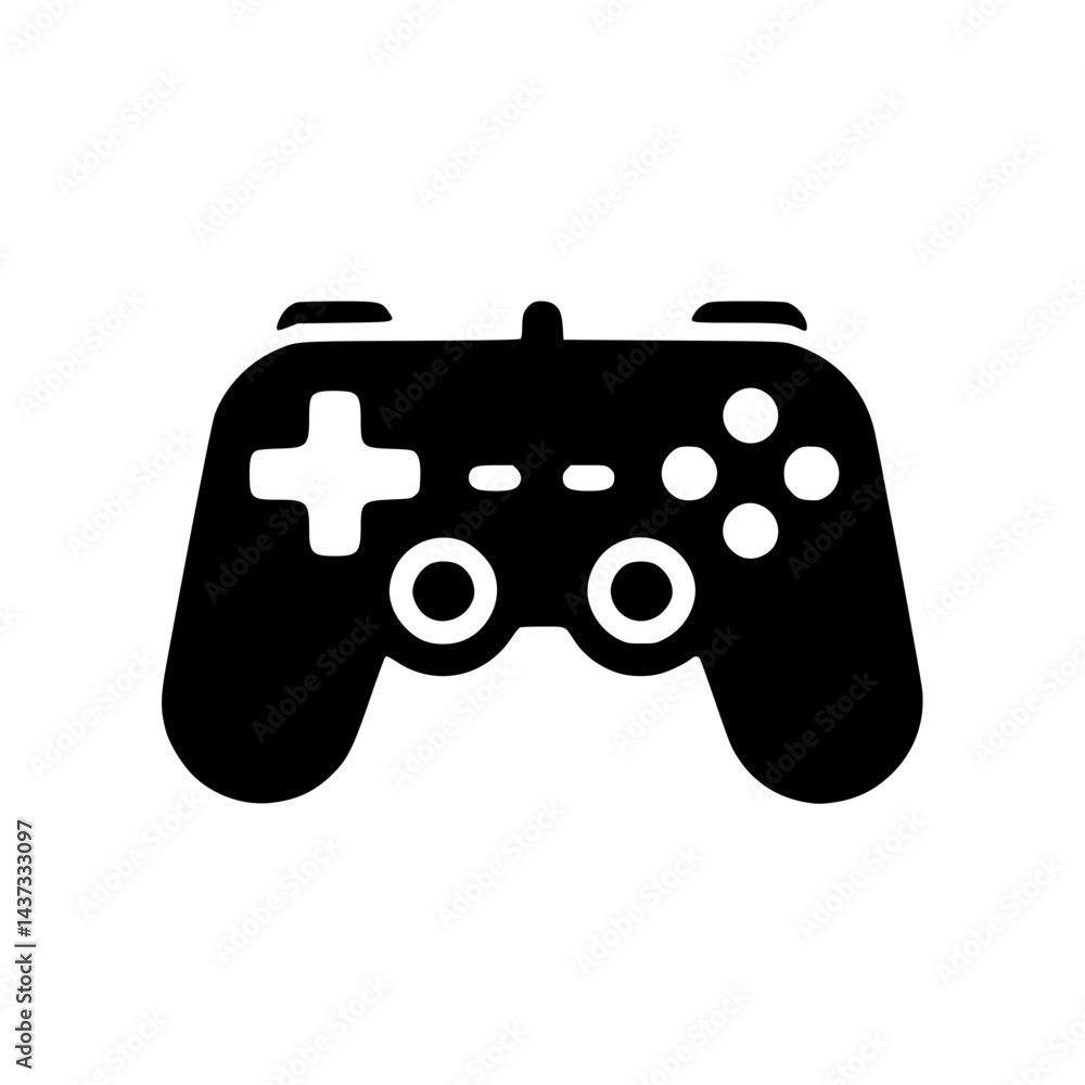Minimal Gamepad Icon – Black Solid Vector for Gaming and Console Projects Minimal Gamepad Icon – Black Solid Vector for Gaming and Console Projects