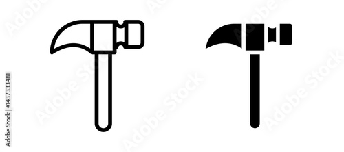 Hammer icon in black color for website or app.