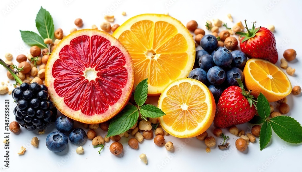 Assortment of dried fruits and herbs on white , vitamins, cooking, herbs Assortment of dried fruits and herbs on white , vitamins, cooking, herbs