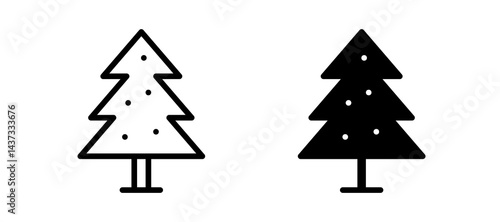 Christmas tree icon in black color for website or app.