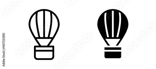 Hot air balloon icon in black color for website or app.