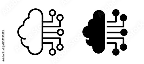 Machine learning icon in black color for website or app.