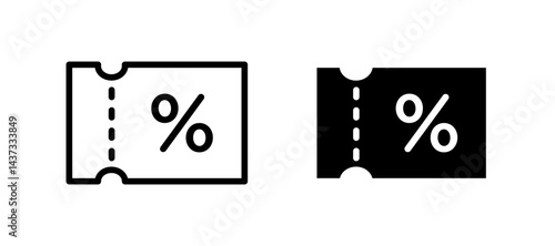 Coupon icon in black color for website or app.
