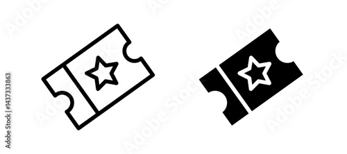 Event ticket icon in black color for website or app.