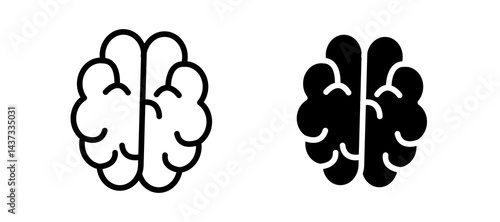 Brain icon in black color for website or app.