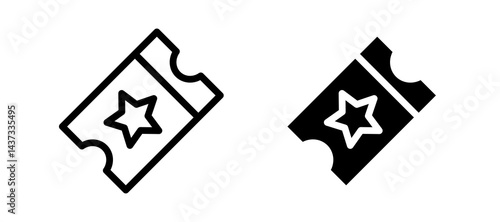 Ticket stub icon in black color for website or app.