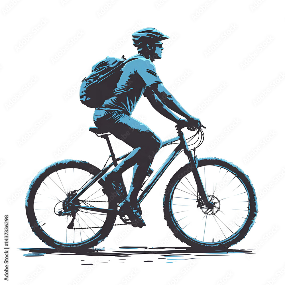 Naklejka premium Person riding mountain bike on trail