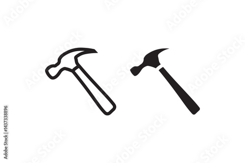 Simple hammer icon for construction and tools Vector