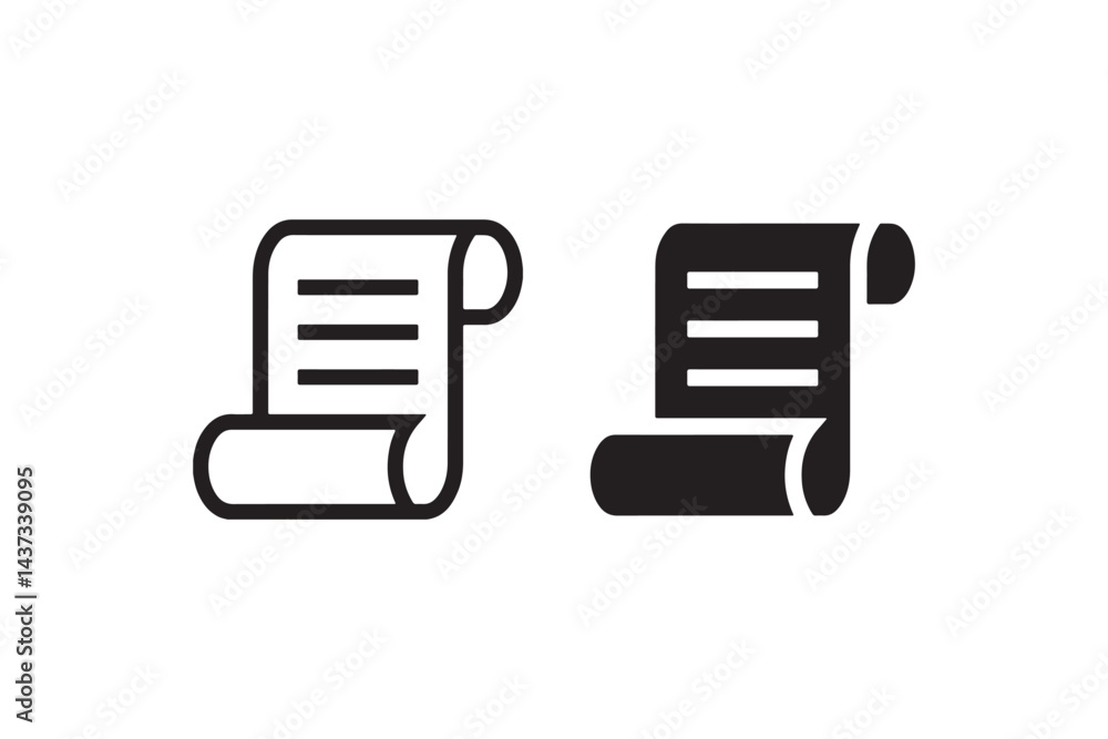 Scroll paper document icon with text lines Vector Scroll paper document icon with text lines Vector