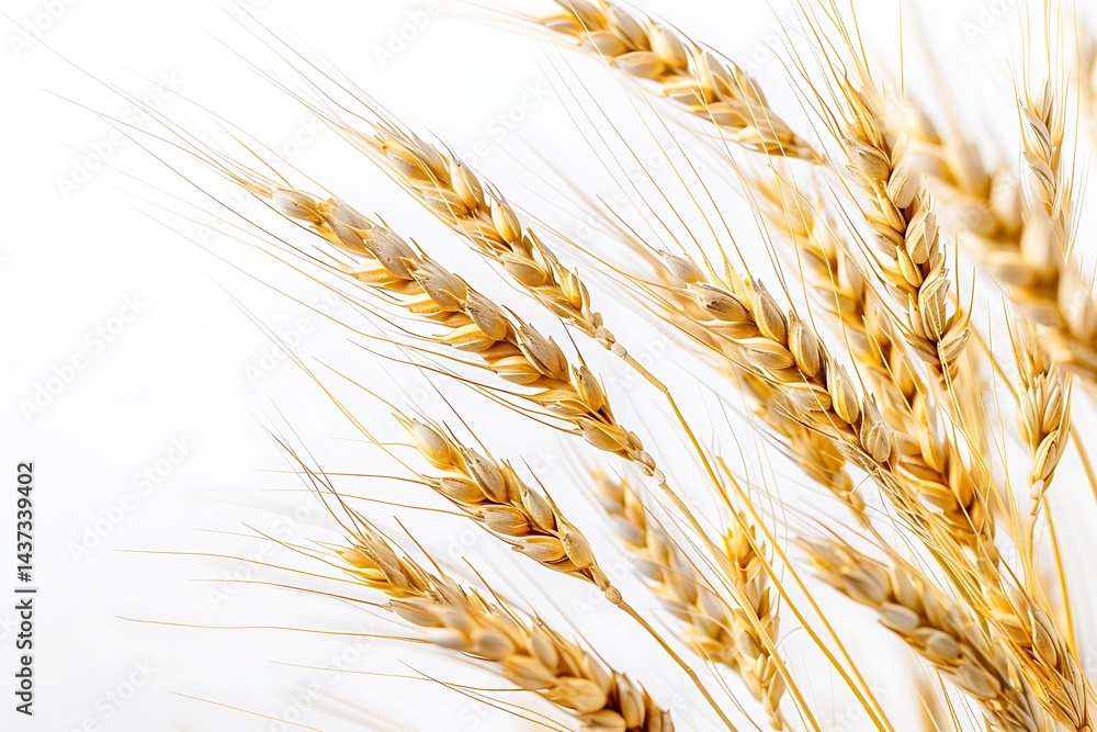 barley seeds spilling on a clean white background, copy space barley seeds spilling on a clean white background, copy space