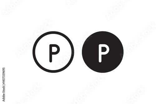 Parking location symbol outline and solid icon Vector