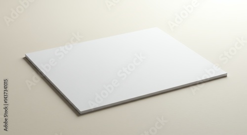 Obraz na płótnie Blank White Rectangle Board Display on Neutral Surface w salonie
