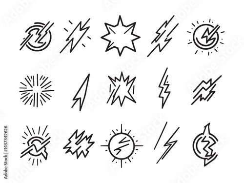 Electric Shock line art icon minimalist design concept