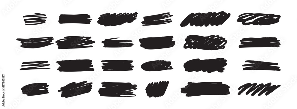 Ink brush shape strokes set, brushes, lines, black paint, grungy. hand drawn graphic element isolated Ink brush shape strokes set, brushes, lines, black paint, grungy. hand drawn graphic element isolated