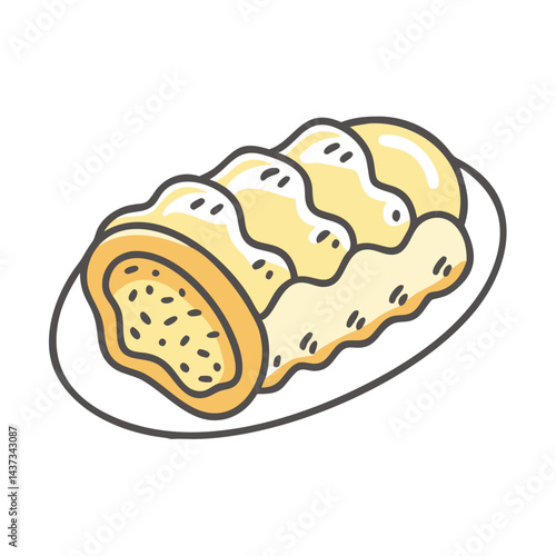 german style apple strudel icon, german style apple strudel vector illustration-simple illustration of german style apple strudel, perfect for german style apple strudel logos and icons
