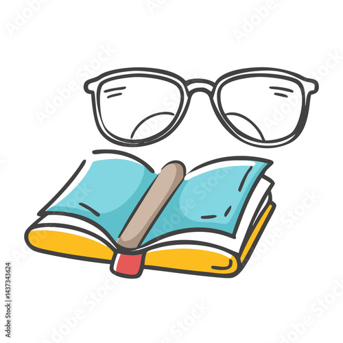 glasses and book intellectual pursuits icon, glasses and book intellectual pursuits vector
