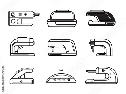 Electric Stapler line art icon electric office tool