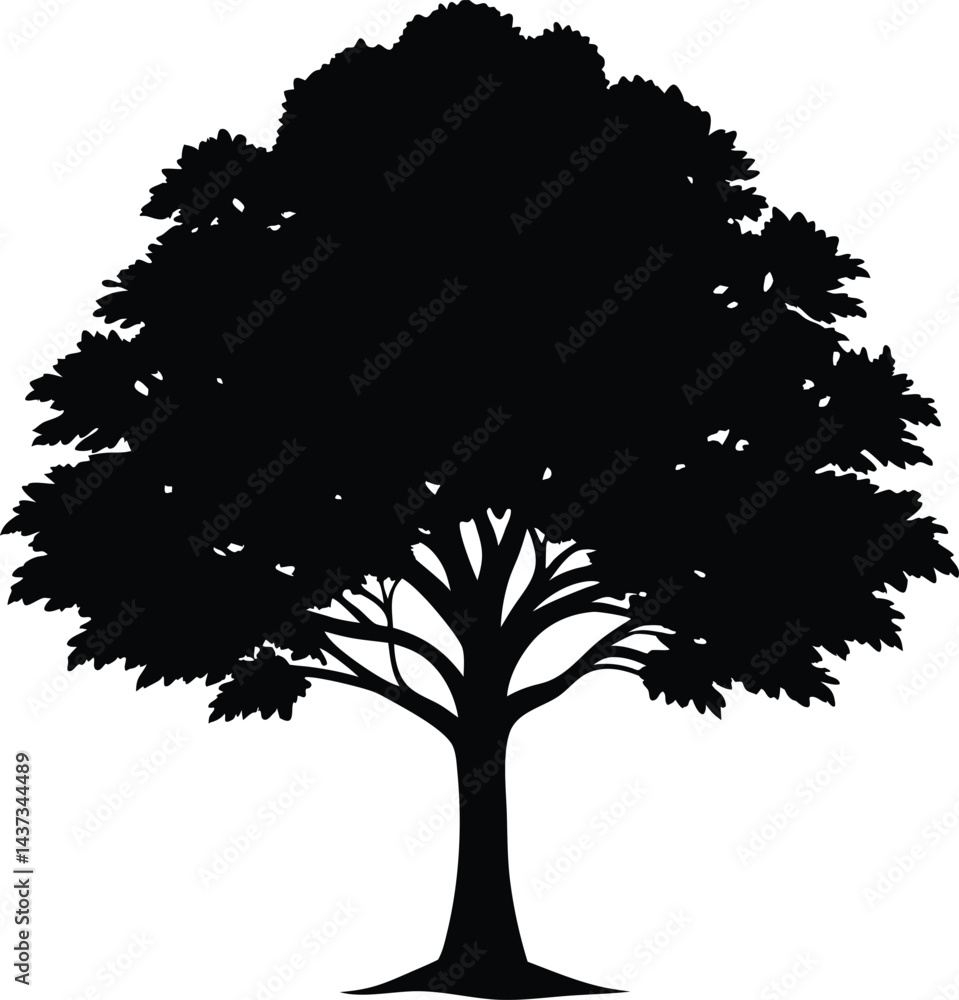 Fototapeta premium Elm Tree Isolated Silhouette Vector Art Elegant Forest Element with Natural Landscape Design