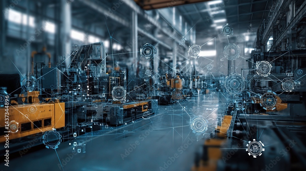 Fototapeta premium Advanced Industrial IoT Technology Integration in Modern Factory