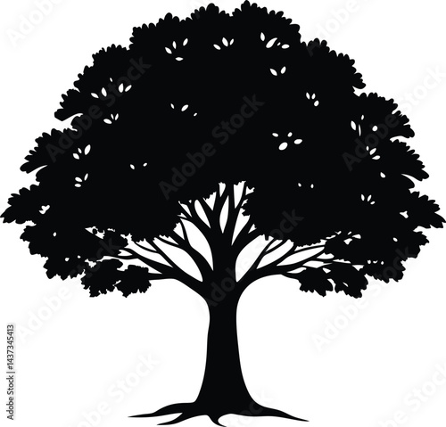 Elm Tree Isolated Silhouette Vector Art Elegant Forest Element with Natural Landscape Design