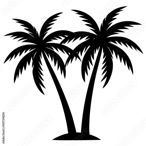2 plam tree silhouette vector illustration on white background