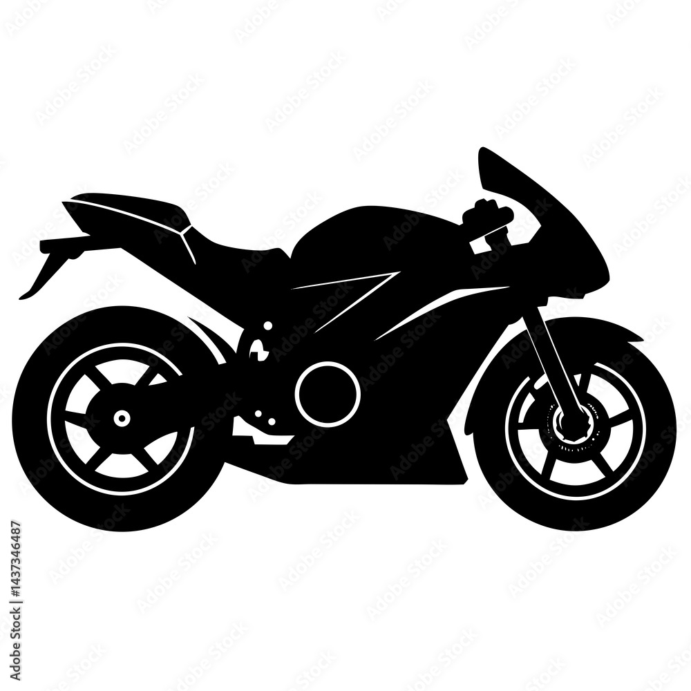 Fototapeta premium Racing motorcycle silhouette vector illustration on white background