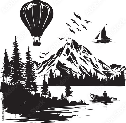 air balloon silhouettes