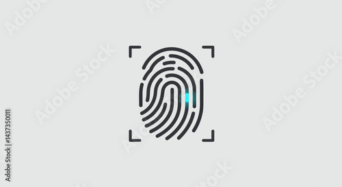 Fingerprint scan icon for security and digital identity verification, a modern technology for biometric recognition and access control