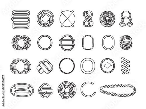 Elastic Bands line art icon monochrome outline drawing