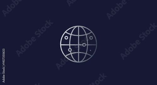 Global network connectivity concept with globe grid and data points for digital communication and international business solutions
