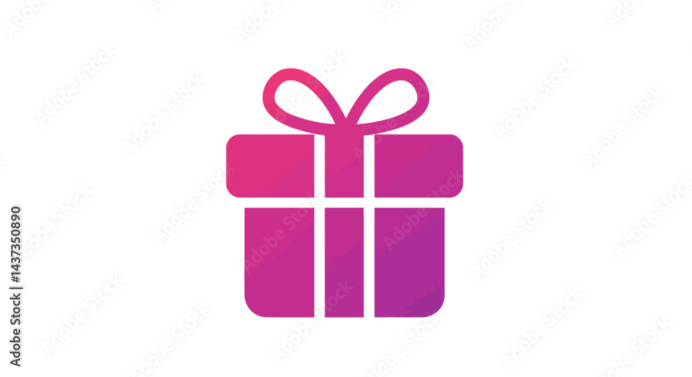 Fototapeta premium Gradient gift box illustration with ribbon bow for celebration and giving presents on special occasion isolated on white background