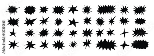Starburst shapes set. Cute collection of stars and sparkle doodle