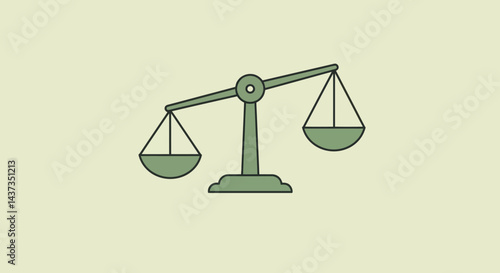 Green scales of justice illustration representing balance and fairness in law and legal system concept