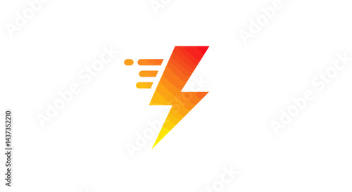 Lightning bolt speed energy illustration with motion lines effect symbolizing power and rapid movement in vibrant orange and yellow