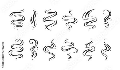 Smoke, aroma lines icon. Doodle Wavy Smoke lines symbol sketch style hand drawn
