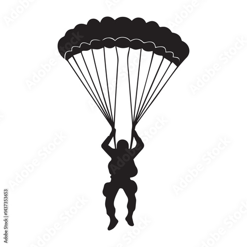 military soldier jumping with parachute in vector art