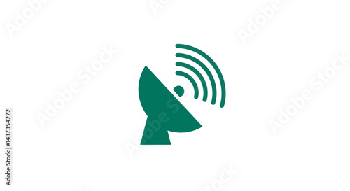 Satellite dish icon emitting radio waves broadcasting signals communication concept for digital age media and technology