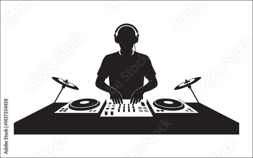 silhouette of a dj music 