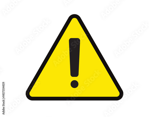 Yellow warning danger sign. Simple vector icon.