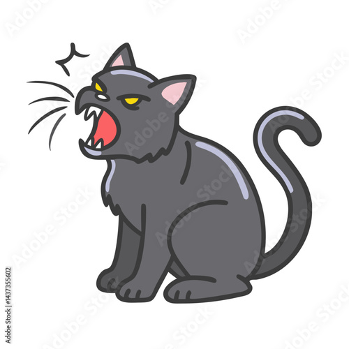 hissing black cat icon, hissing black cat vector illustration-simple illustration of hissing black cat, perfect for hissing black cat logos and icons