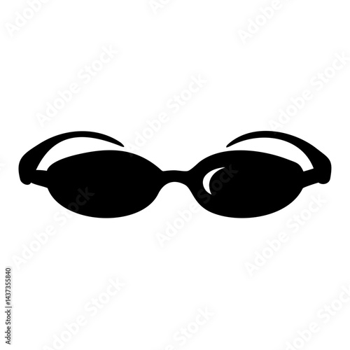 Black swimming goggles icon on transparent background