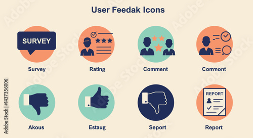 User feedback icons set with survey rating comment report and like dislike signs collection for social media marketing and customer satisfaction