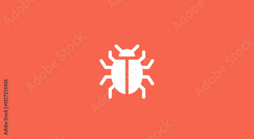 White bug icon on salmon background representing software bugs and debugging for developers and programmers