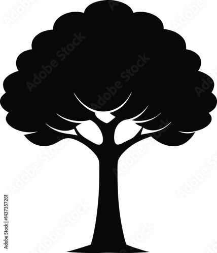 Poplar Tree Isolated Silhouette Vector Art Elegant Forest Element with Natural Landscape Design