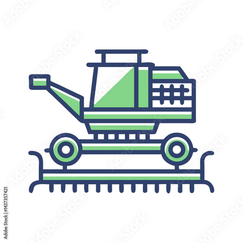 Agricultural Harvester Farming Equipment Icon Design