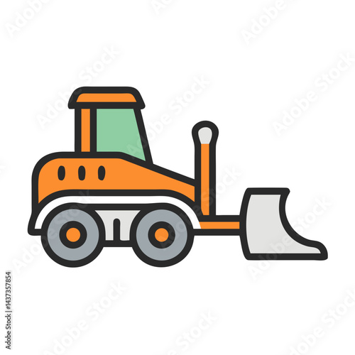 Bulldozer Tractor Construction Vehicle Icon Design