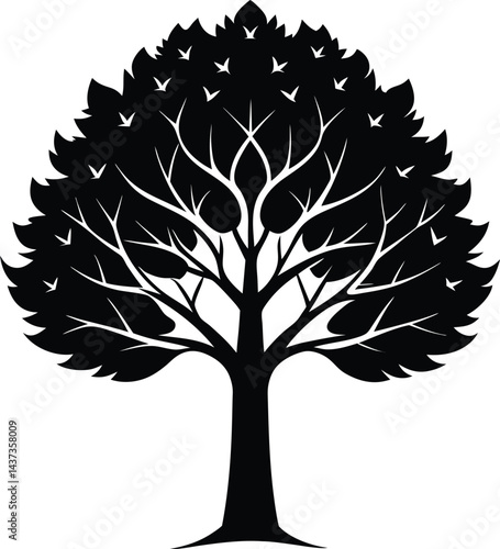 Poplar Tree Isolated Silhouette Vector Art Elegant Forest Element with Natural Landscape Design