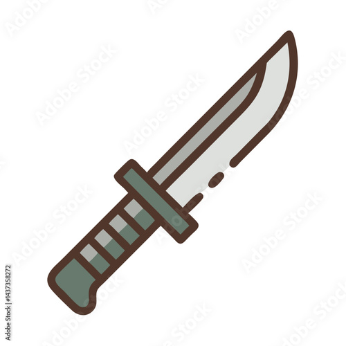 Combat Knife with Sheath Weapon Icon Design